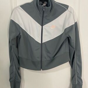 Nike Women’s Gray and White Sportswear Heritage Active Track Jacket